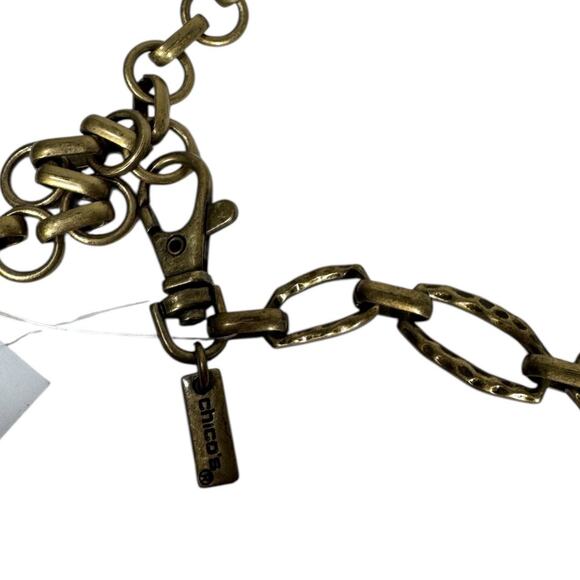 Chicos Gold Tone Metal Chain Belt S/M New NWT Hammered Boho Festival Trendy - Picture 3 of 5